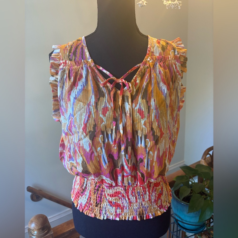 Rachel Zoe Colorful Ruffle Sleeve Tank